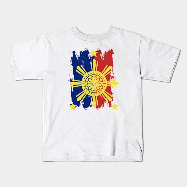 Philippine Flag / 3 Stars & Sun / Baybayin - A Kids T-Shirt by Pirma Pinas